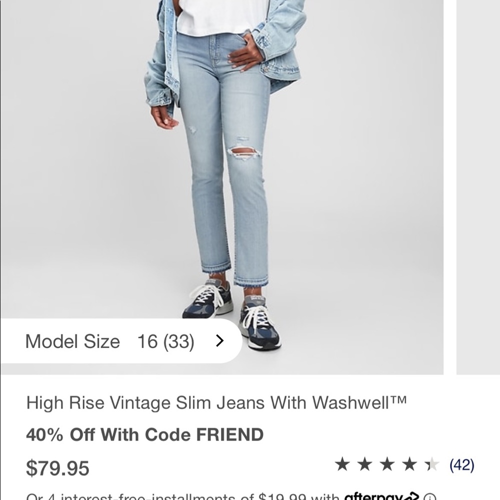 Gap Cigarette High Rise Vintage Slim Jeans w/ Washwell